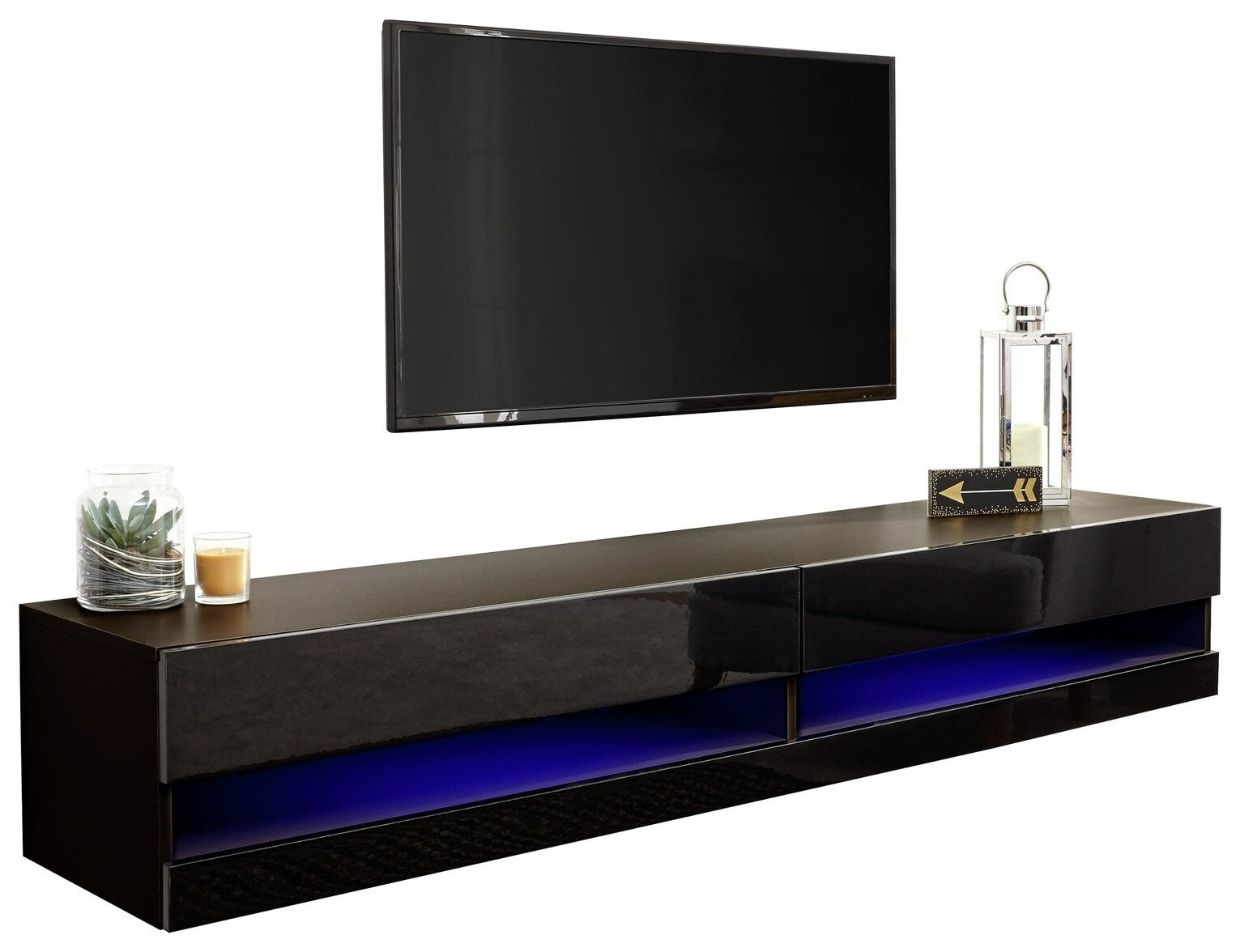 GFW Galicia 150cm LED Wall TV Unit - Black