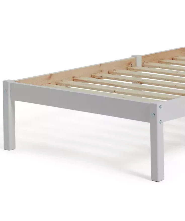 Mia Single Bed Frame - White With Memory Foam Mattress