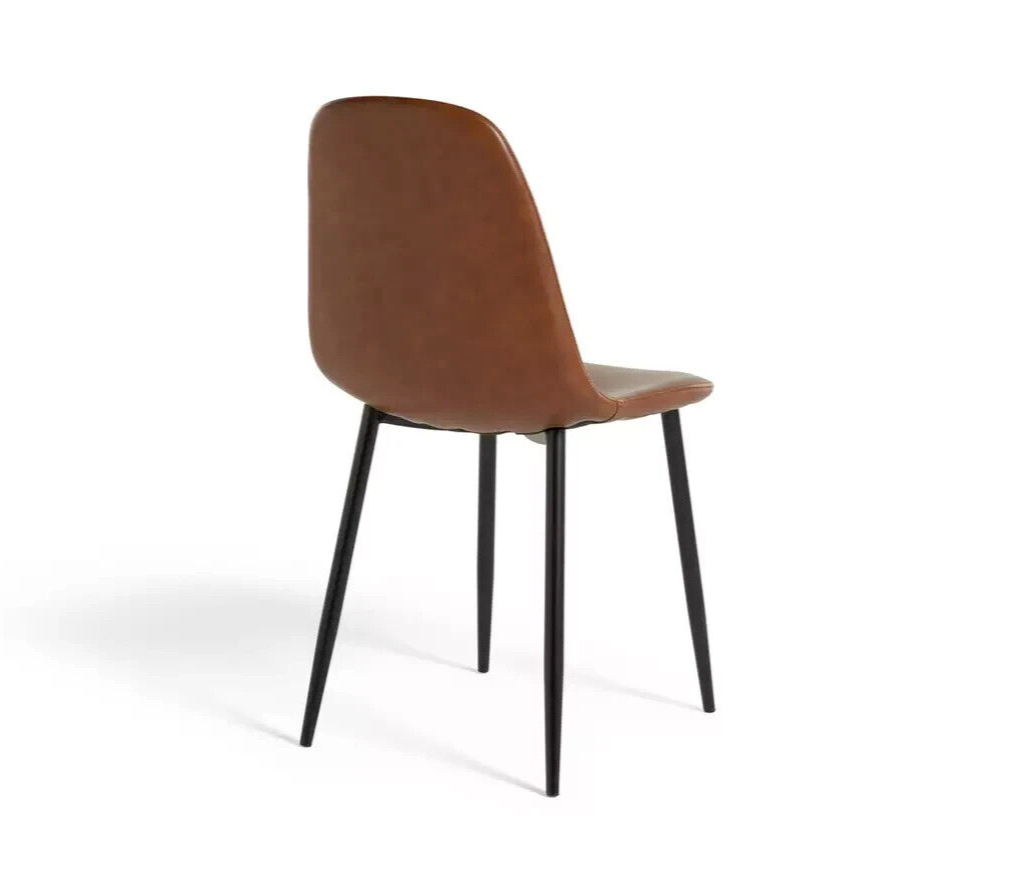 Habitat Beni Pair of Faux Leather Dining Chairs - Tan