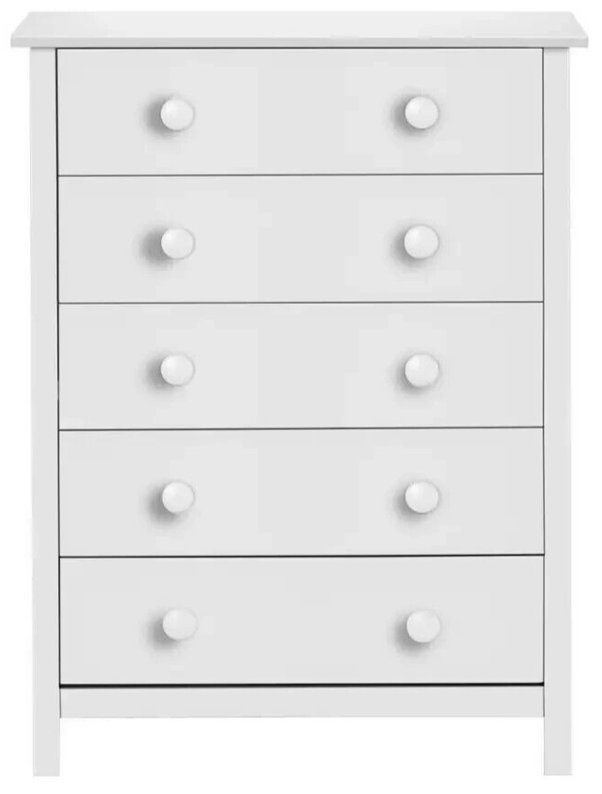 Scandinavia 5 Drawer Chest - White