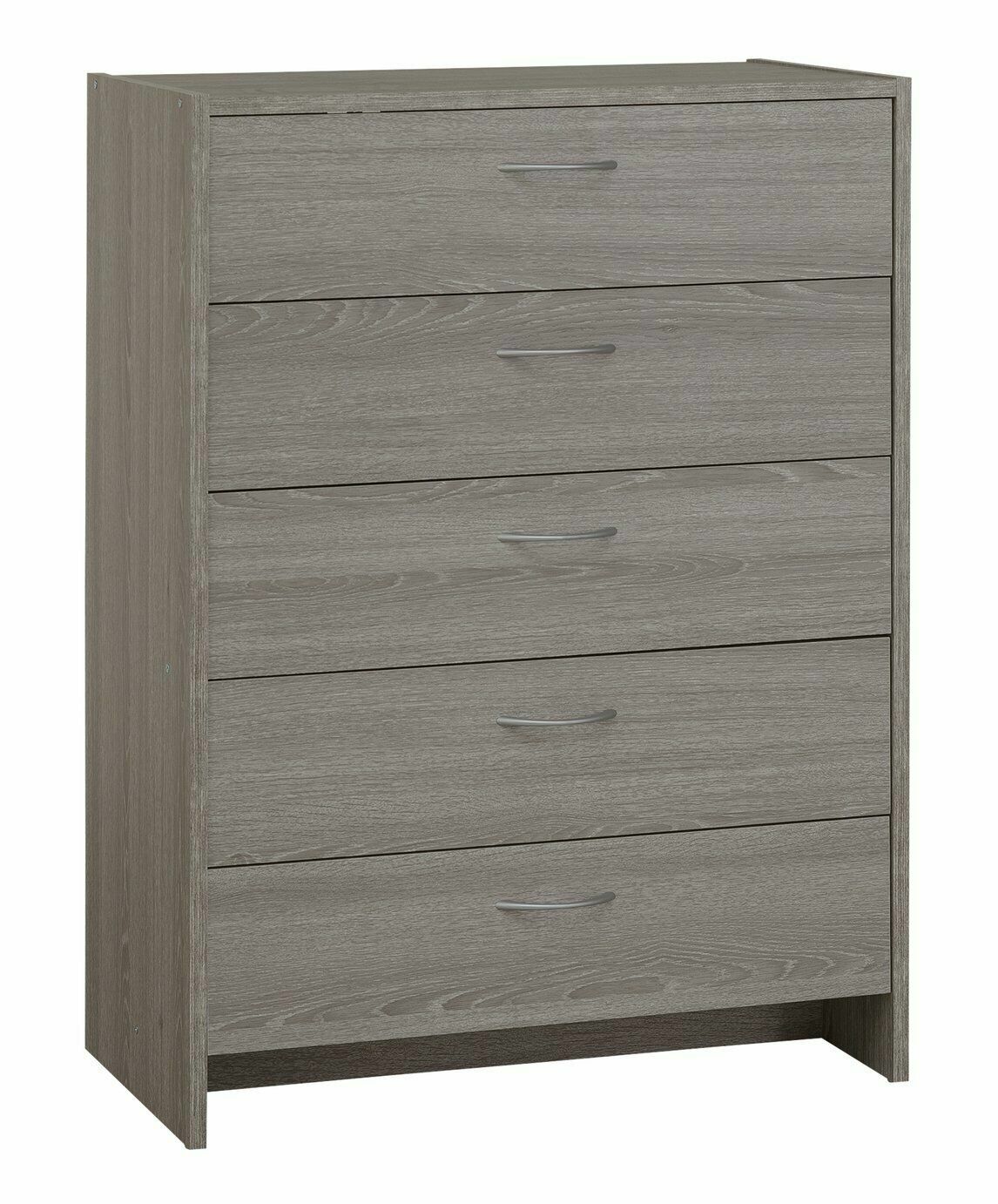 Seville 5 Drawer Chest - Grey Oak Effect