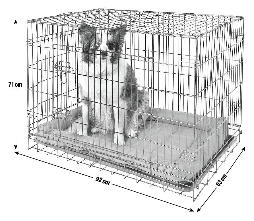Double Door Dog Crate- Large | Pet Cage Kennel for Home Large Breed Dogs