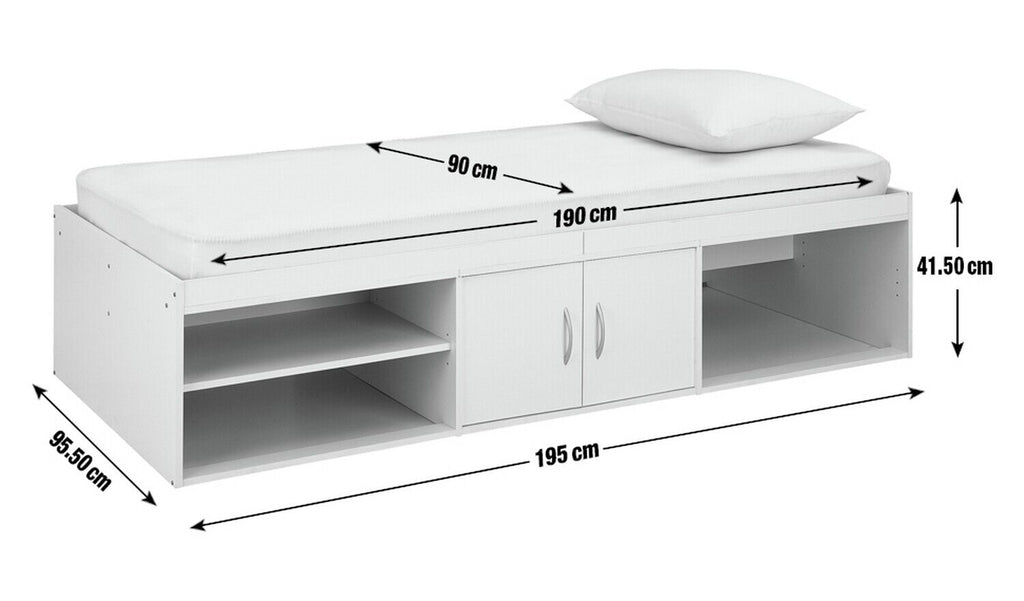 Freddie Cabin Bed Frame - White | Kids Bedroom Furniture with Underbed Storage