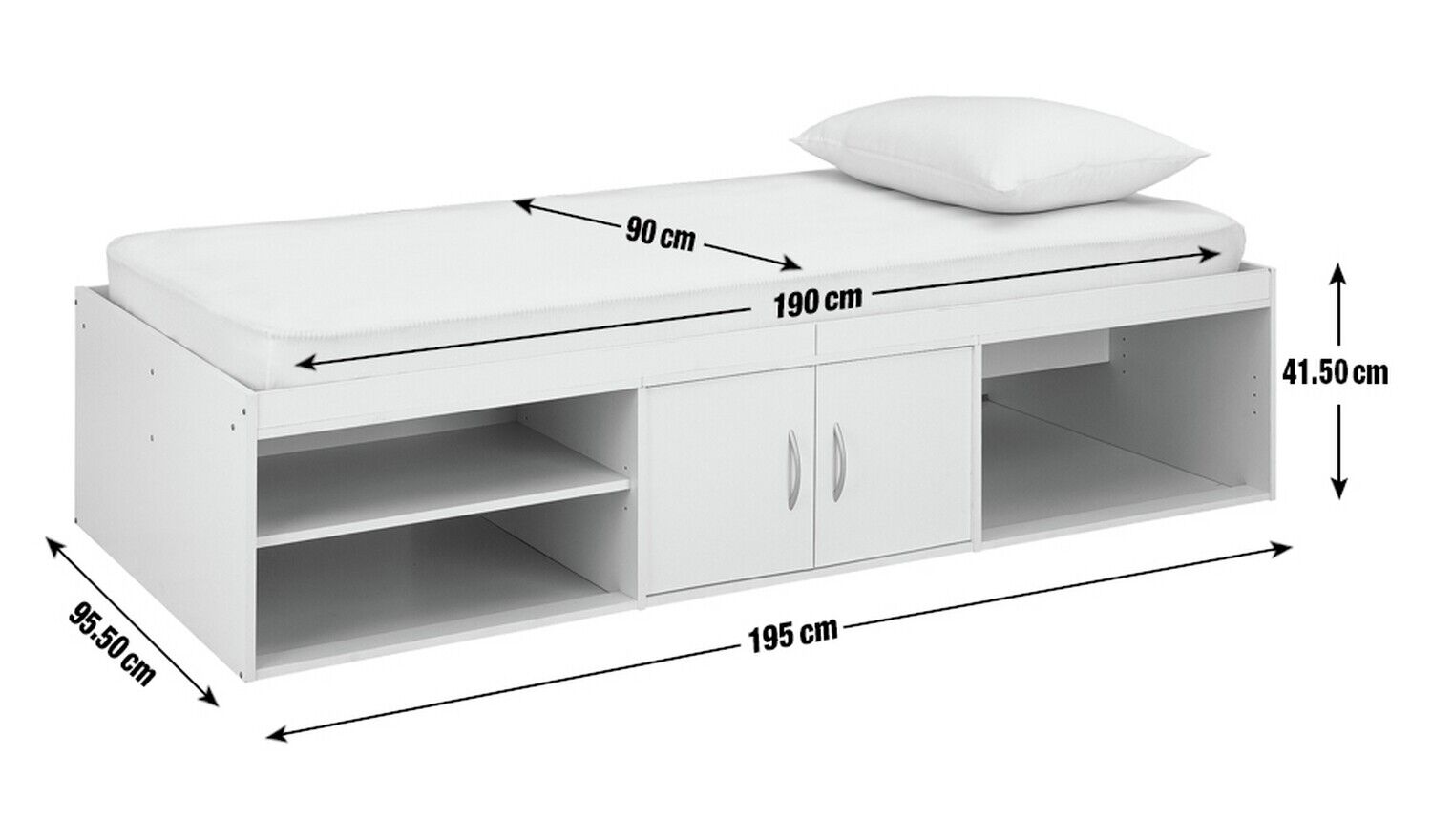 Freddie Cabin Bed Frame - White | Kids Bedroom Furniture with Underbed Storage