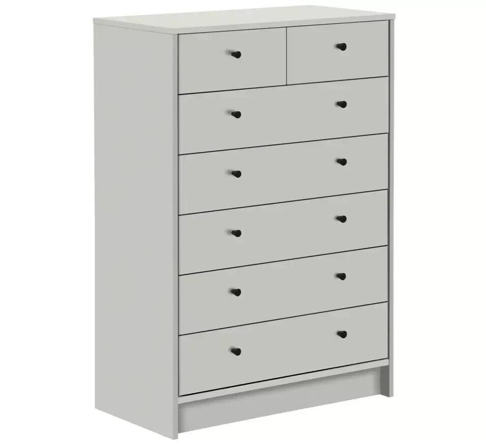 Malibu Modern 7 Drawer Chest Of Drawers Storage Cabinet For Bedroom - Soft Grey