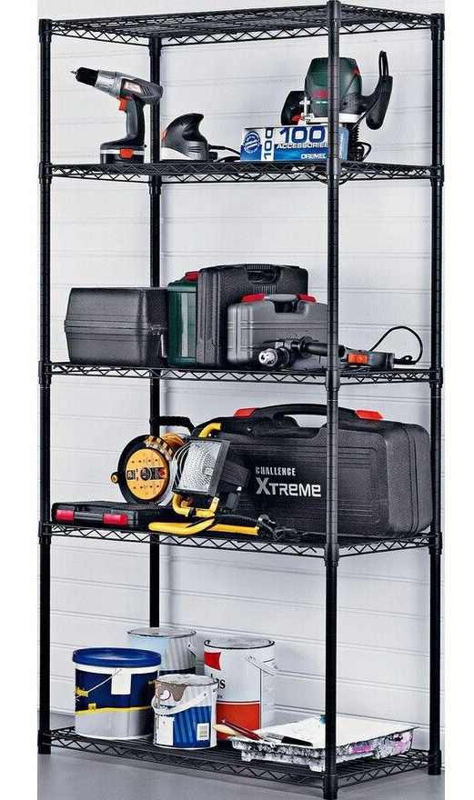 5 Tier Steel Heavy Duty Garage Shelving Unit | Storage Rack Organiser Tool Shelf