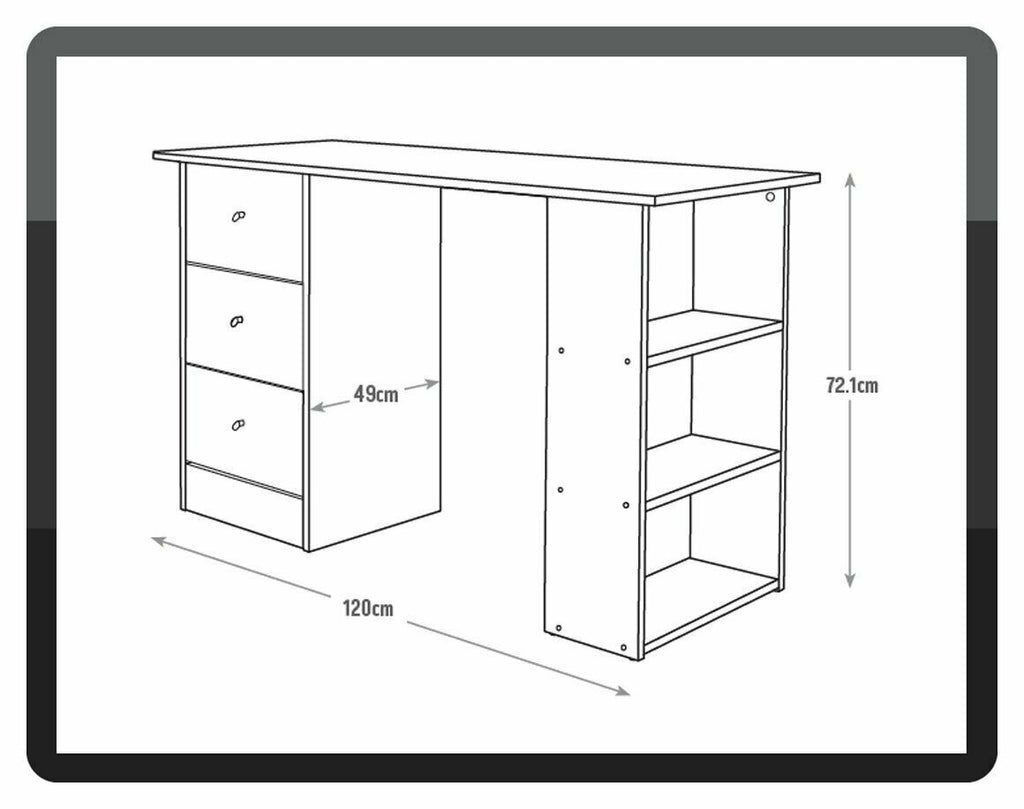 Home Malibu 3 Drawer Office Desk Oak Effect | Home Office Study Writing Table