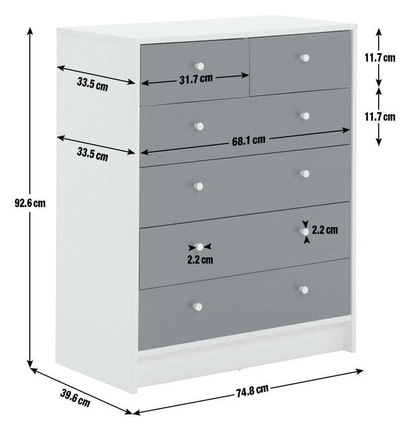Home Kids Malibu 4+2 Chest of Drawers - Pink & White | bedroom storage for kids