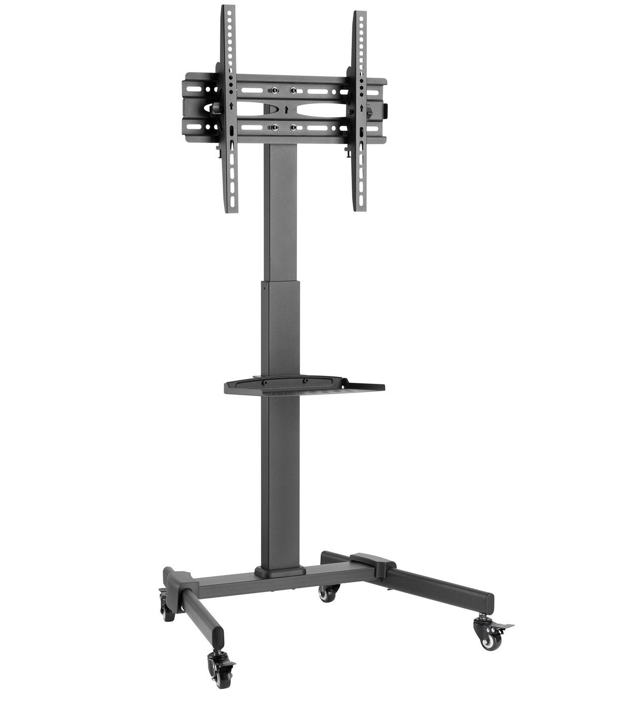 ProperAV Mobile TV Stand on Wheels Up to 55 Inch Black | Adjustable Rolling Cart