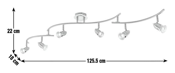 Norton 6 Light Folding Ceiling Bar Chrome | Adjustable Spotlight Bar Modern