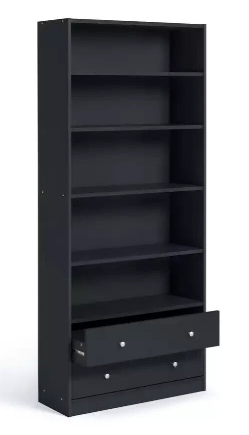 Maine 2 Drawer Bookcase - Black Ash Effect ( B Grade 29351 - 29352 )
