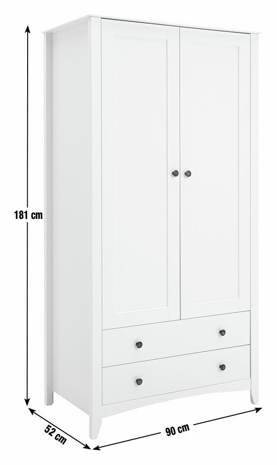Minato 2 Door 2 Drawer Wardrobe - White ( B Grade )