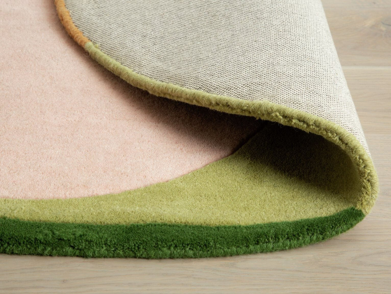 Geometric Round Wool Cut Pile Rug - 120cm