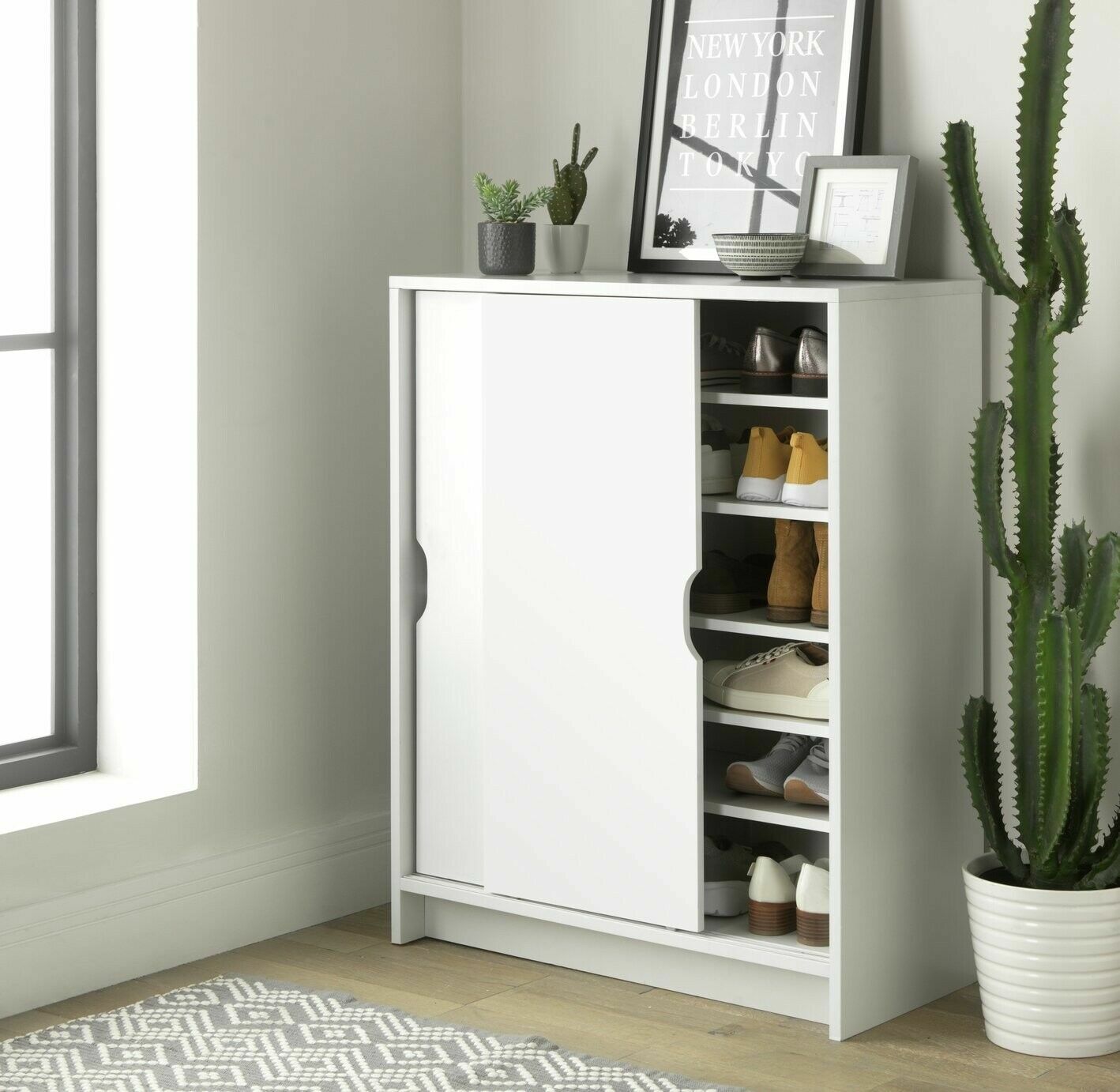 Chloe 2 Door Shoe Storage Cabinet - White ( B Grade 54223 - 54226 )