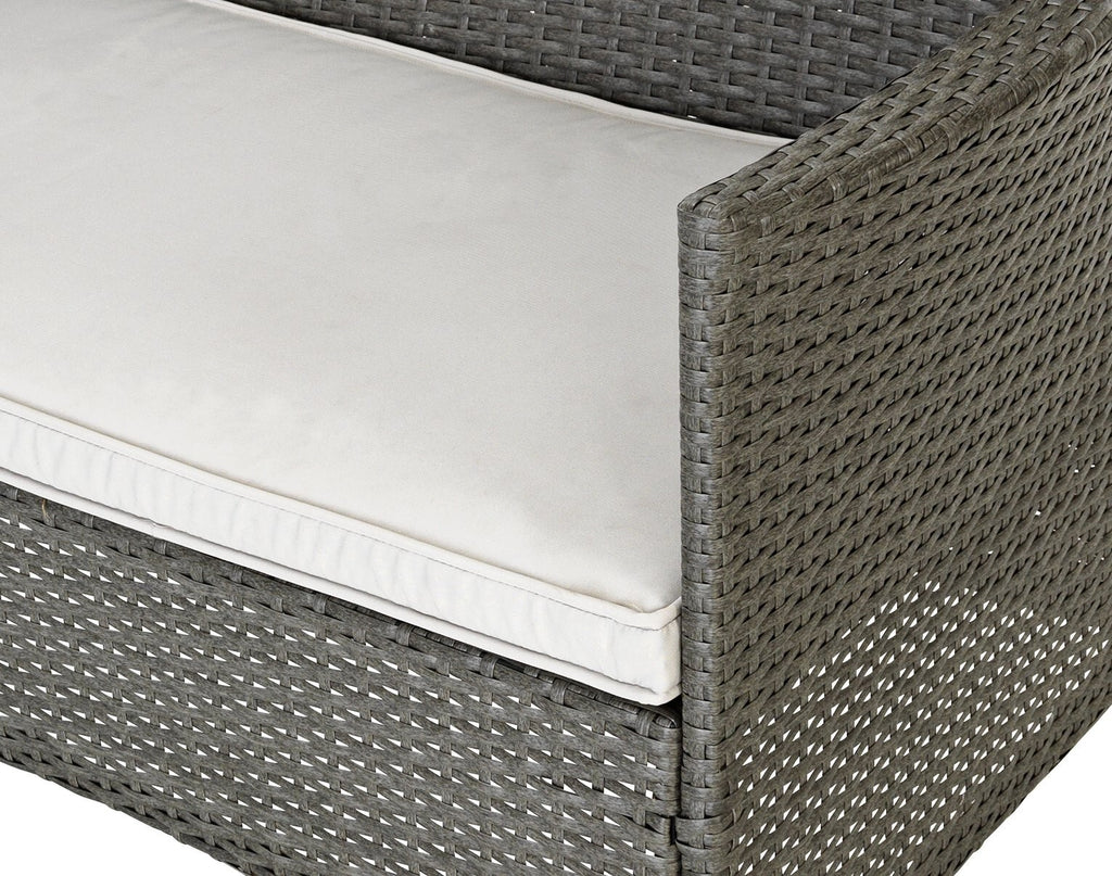 Home 6 Seater Rattan Effect Garden Sofa Set- Dark Grey | Outdoor Patio Furniture