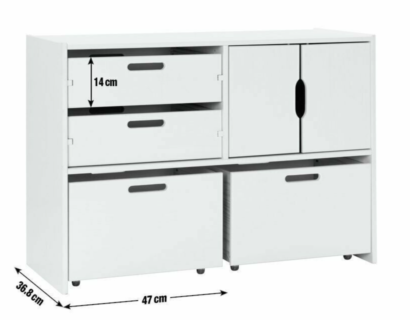 Habitat Kids Rico Double Solid Pine Storage Toy Box White Wood Work Space