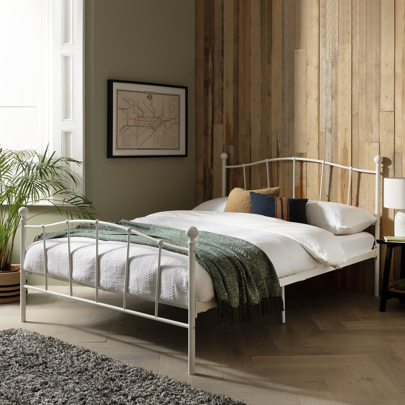 Fleur Small Double Metal Bed Frame - White | Bedroom Furniture for Teen or Guest