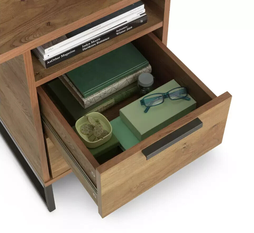 Habitat Nomad 2 Drawer Desk - Oak Effect | Home Office Desk with Storage Drawers
