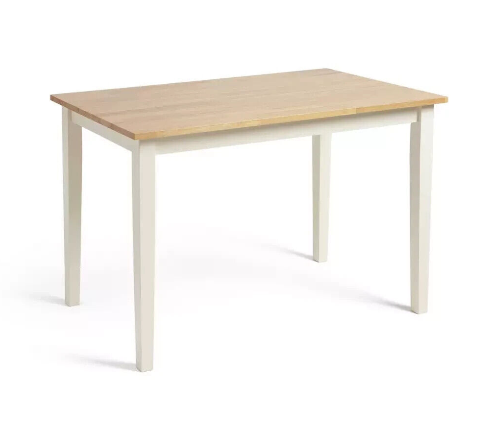 Chicago Solid Wood Table & 2 Off White Benches
