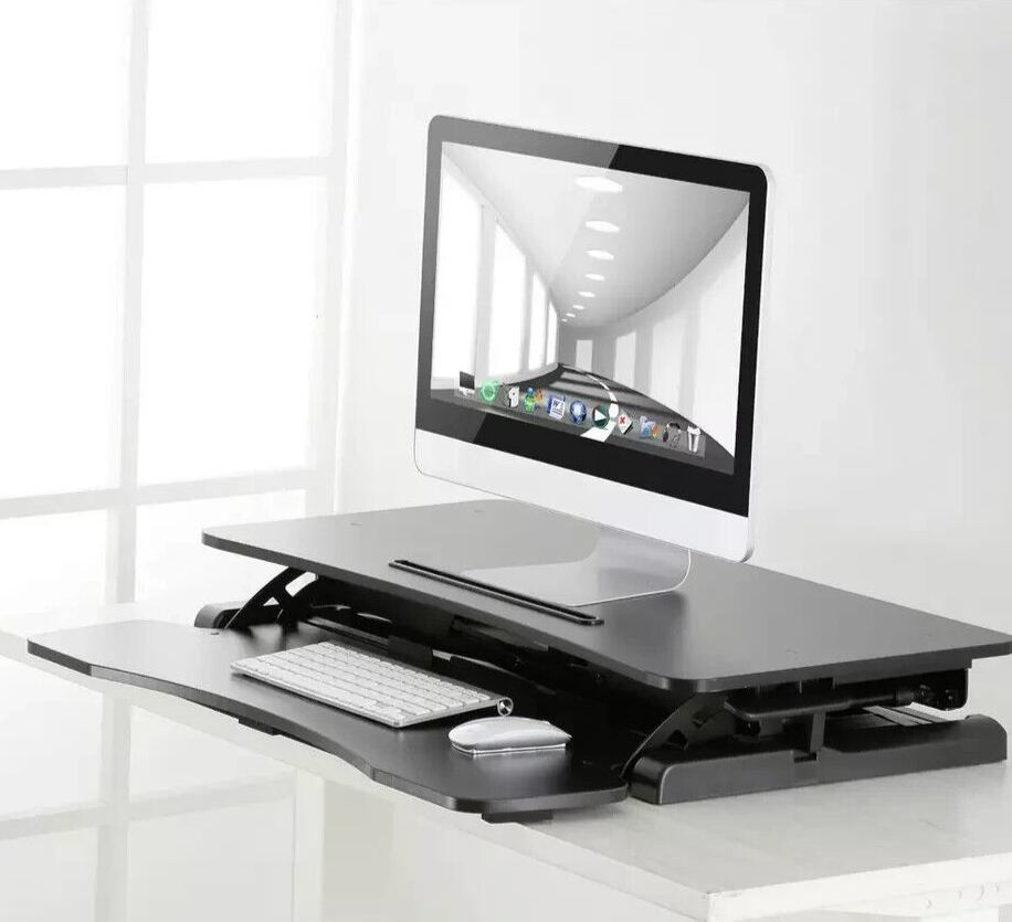 ProperAV Two-Tier Stand-Up Desk Workstation - Black ( B Grade 19232 )