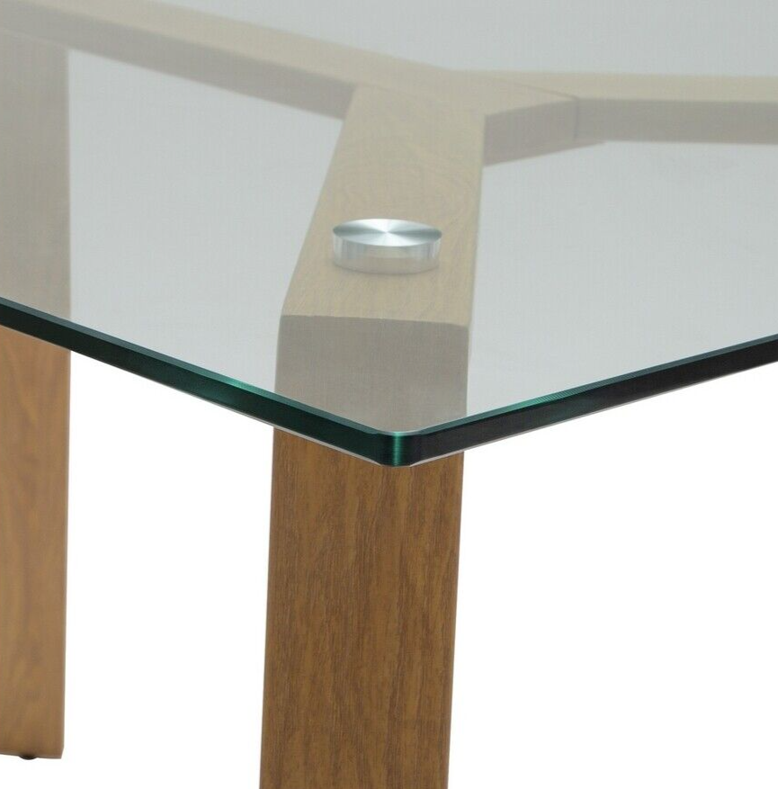 Home Helena Glass Dining Table & 4 Grey Chairs | Modern Kitchen Dining Room Set
