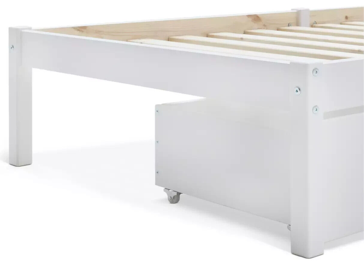 Habitat Ronnie Single Bed Frame and Drawer - White | Sturdy Bed for Kids Adults
