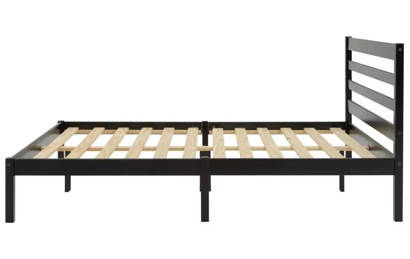 Home Kaycie Double Wooden Bed Frame - Black | Sturdy Durable Support Base Bed