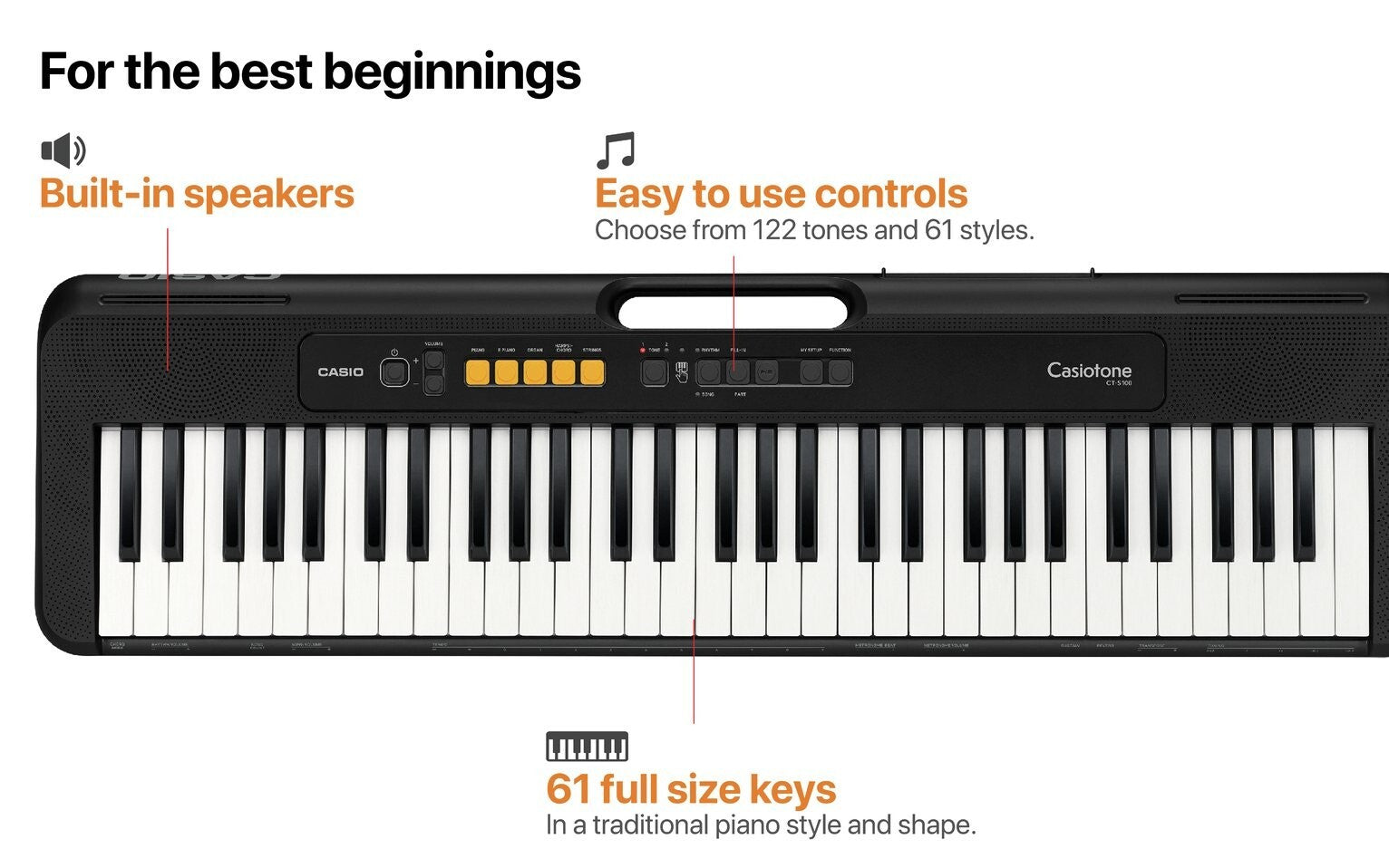 Casio CT-S100AD Keyboard, Stand and Headphones Bundle