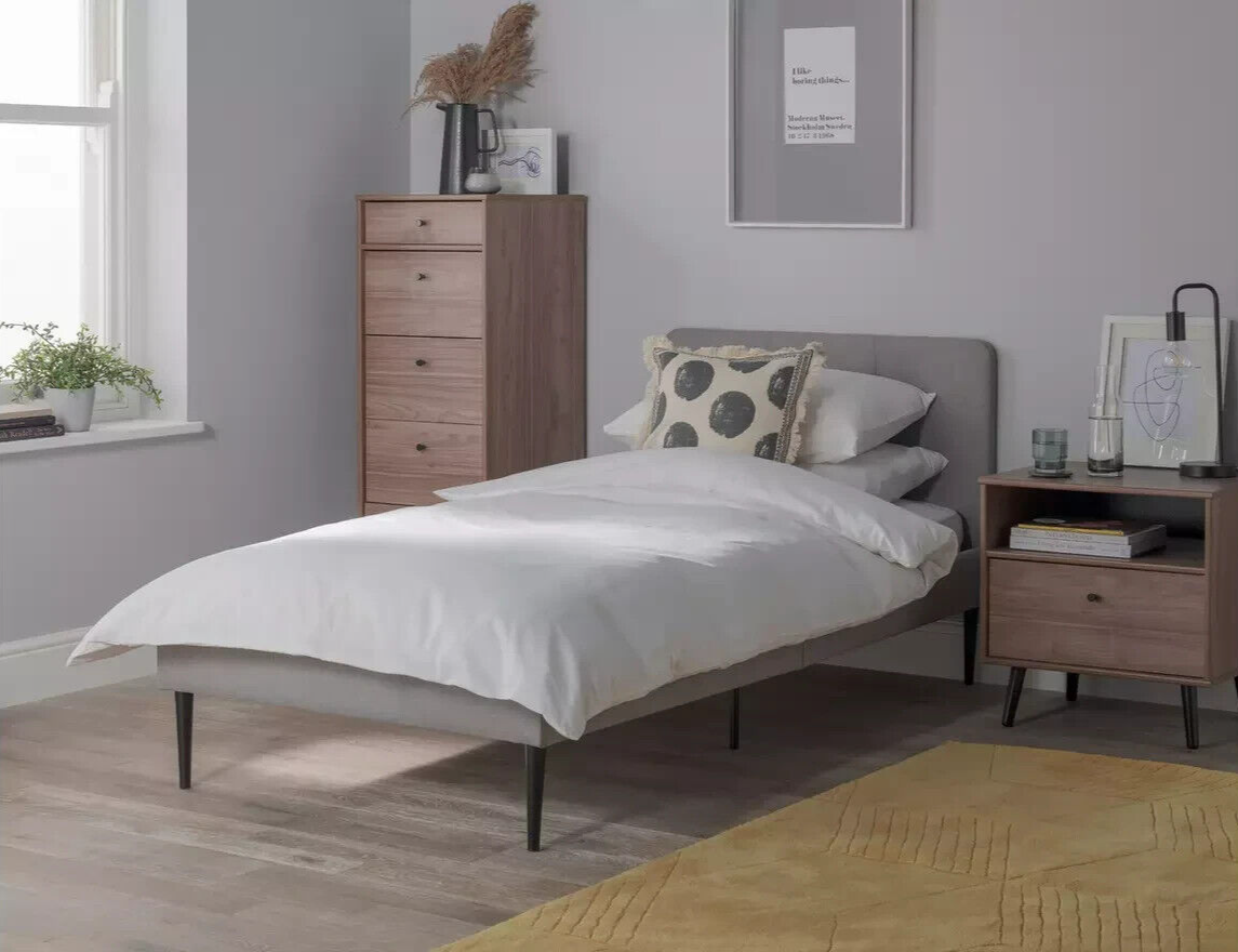 Kristopher Single Fabric Bed Frame - Grey