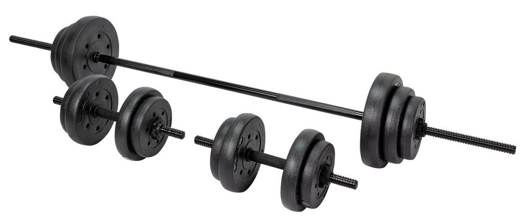 Opti Vinyl Barbell Dumbbell Weight Set 35kg | Adjustable Dumbbells and Bar Set