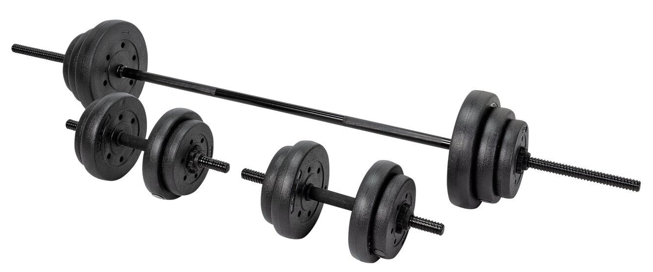 Opti Vinyl Barbell Dumbbell Weight Set 35kg | Adjustable Dumbbells and Bar Set