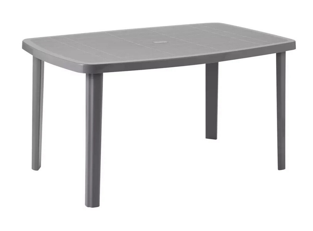 6 Seater Rectangular Plastic Garden Table - Grey