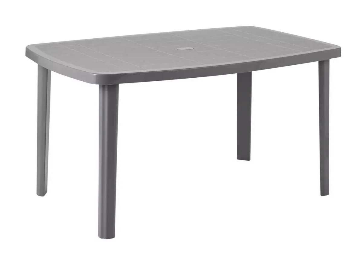 6 Seater Rectangular Plastic Garden Table - Grey