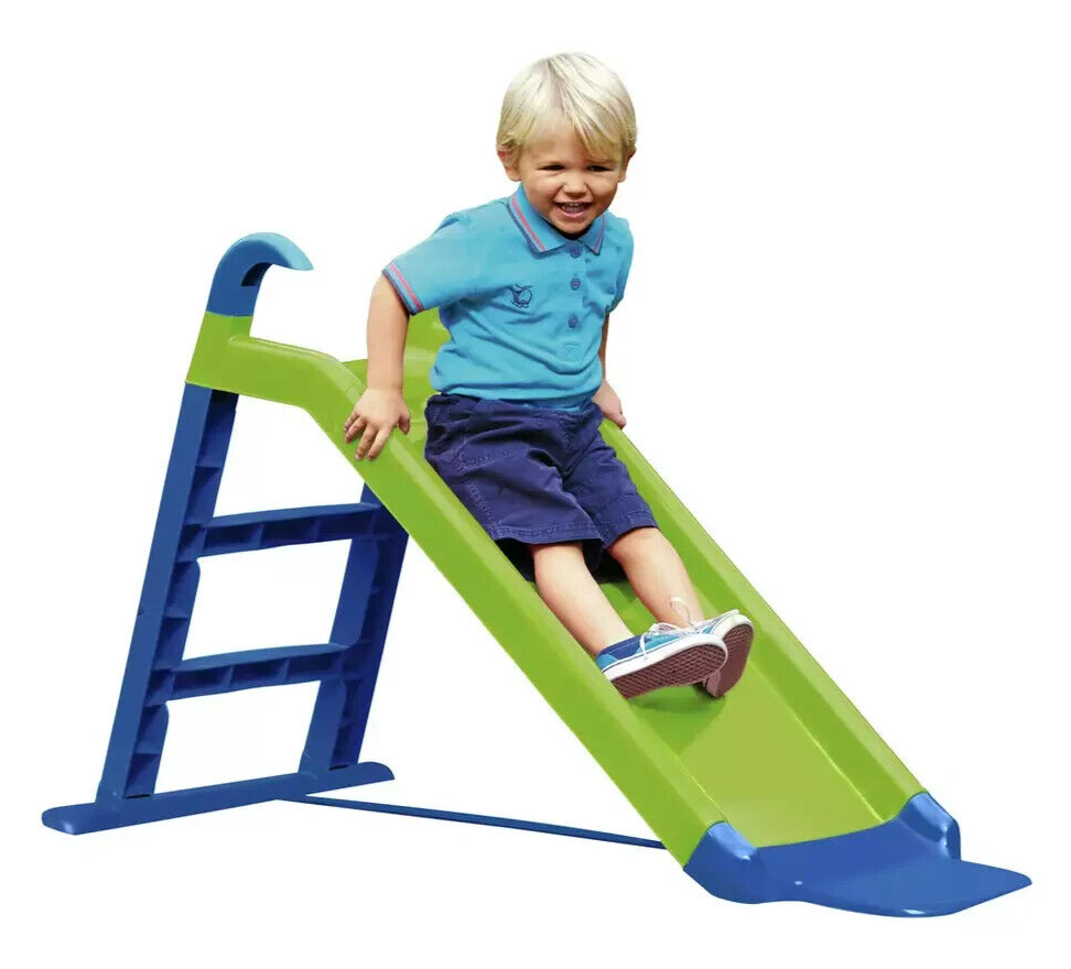 Chad Valley 4ft Kids Garden Slide Green Blue | Outdoor Play Toy for Children