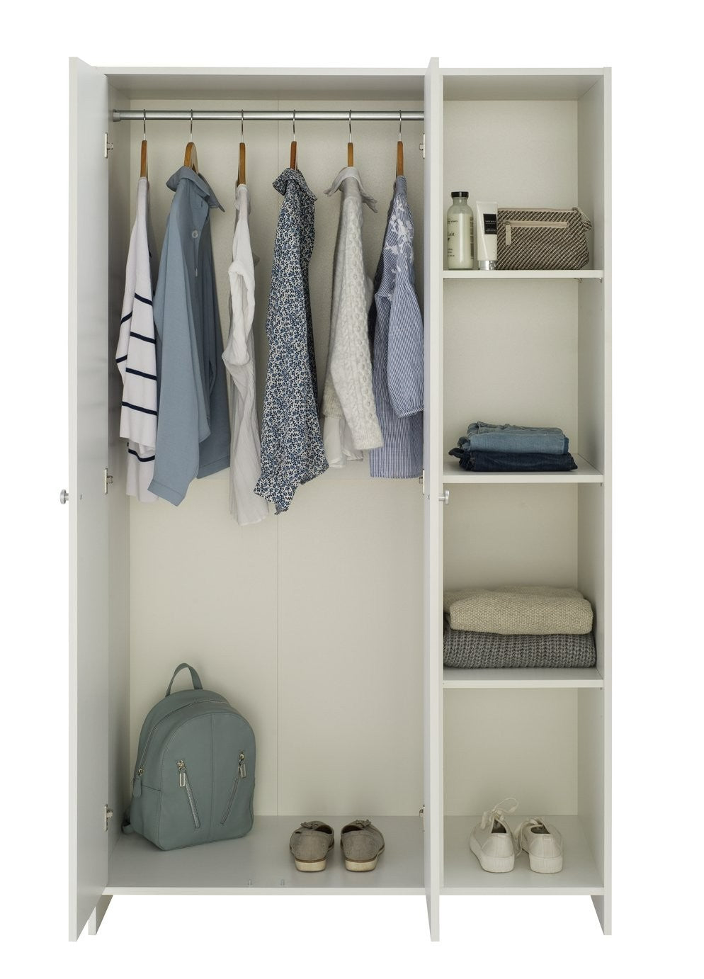 Home Seville 2 Door Open Shelf Wardrobe - White | Wardrobe with shelving