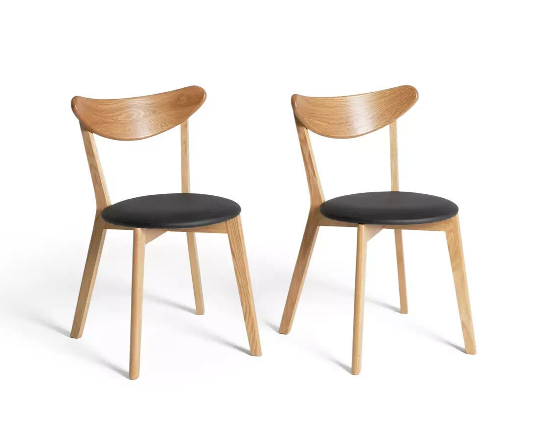Habitat Sophie Pair of Faux Leather Dining Chair - Oak