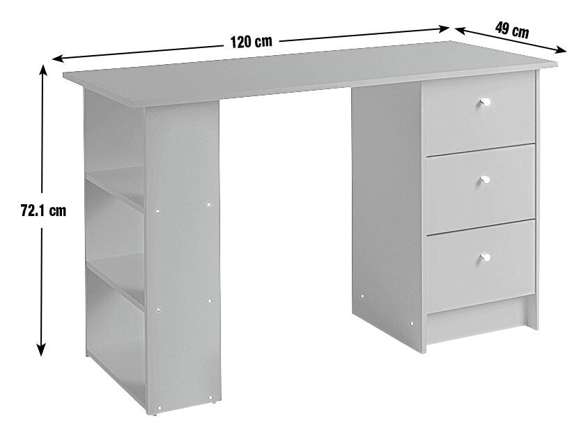 Malibu 3 Drawer Office Desk - White ( B Grade )