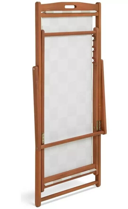 Habitat Folding Wooden Garden Deck Chair- Cream & White