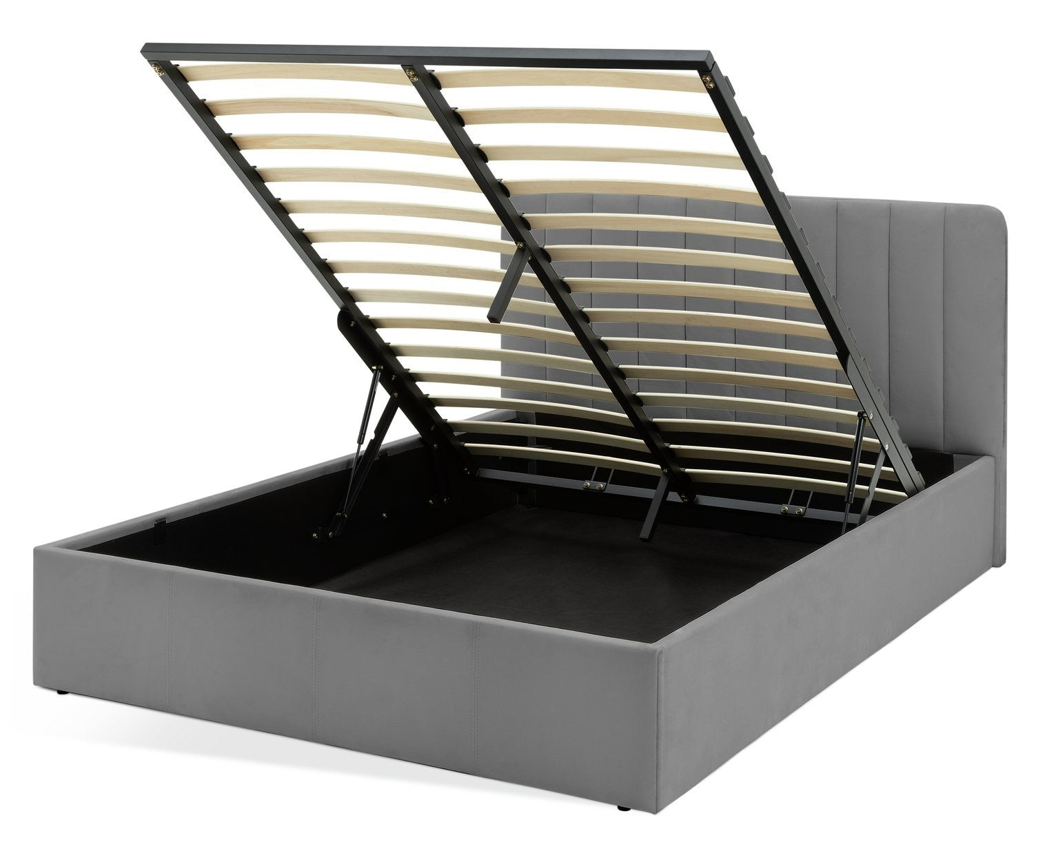 Home Pandora Double End Lift Ottoman Bed - Grey | double bed with storage