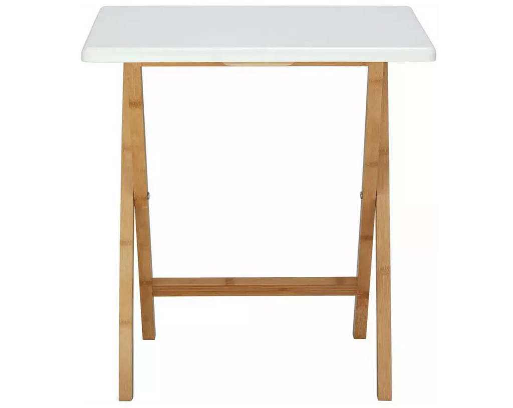 Habitat Drew Folding Bamboo 2 Seater Table - White | Outdoor Indoor Dining Table