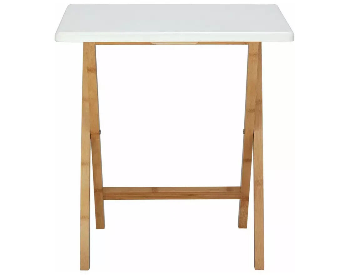 Habitat Drew Folding Bamboo 2 Seater Table - White | Outdoor Indoor Dining Table