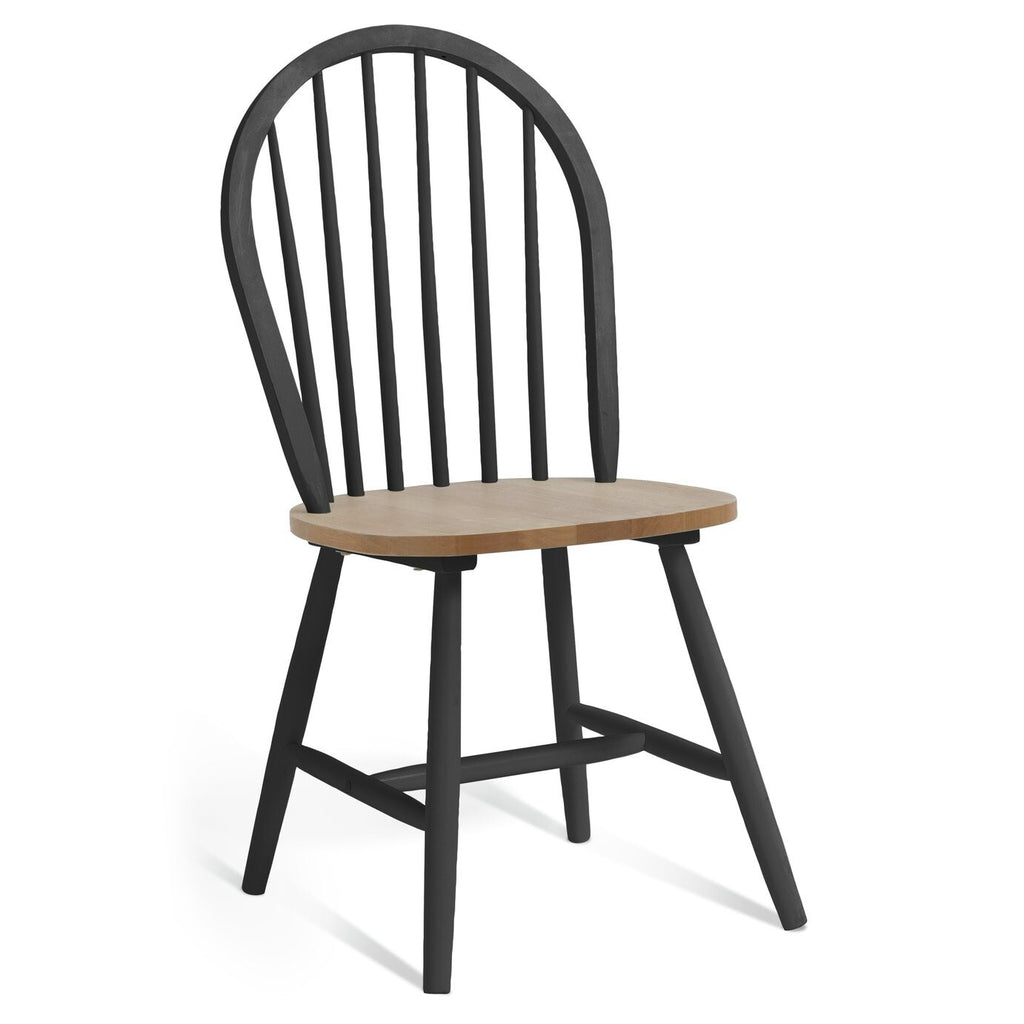 Habitat Burford Pair of Solid Wood Dining Chairs - Dark Grey | Kitchen Dining