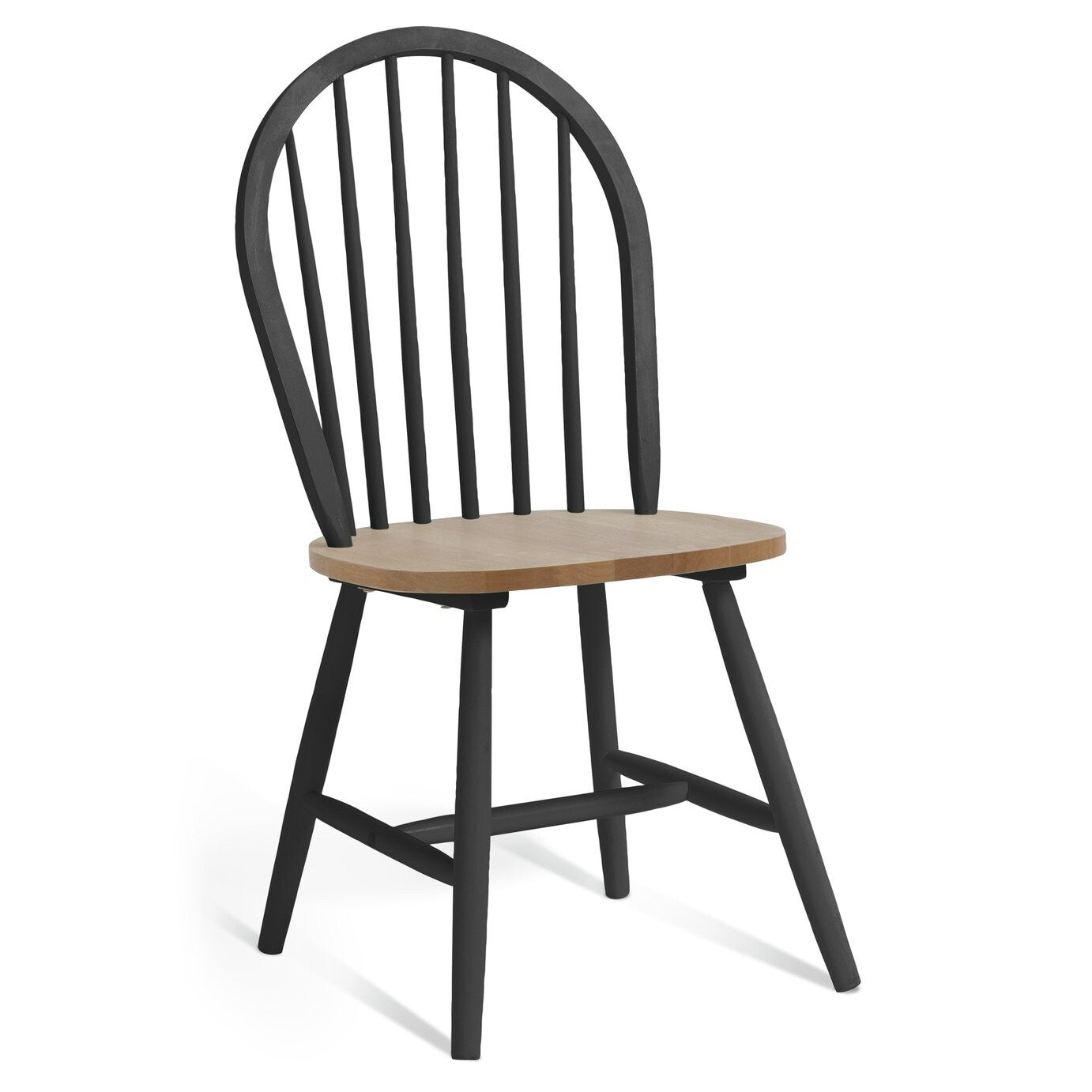 Habitat Burford Pair of Solid Wood Dining Chairs - Dark Grey | Kitchen Dining
