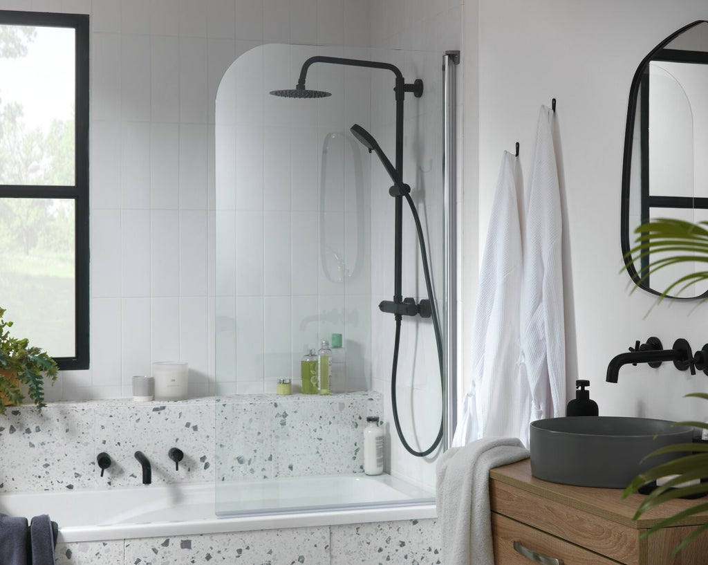 Half Frame Radius Bath Screen - Silver