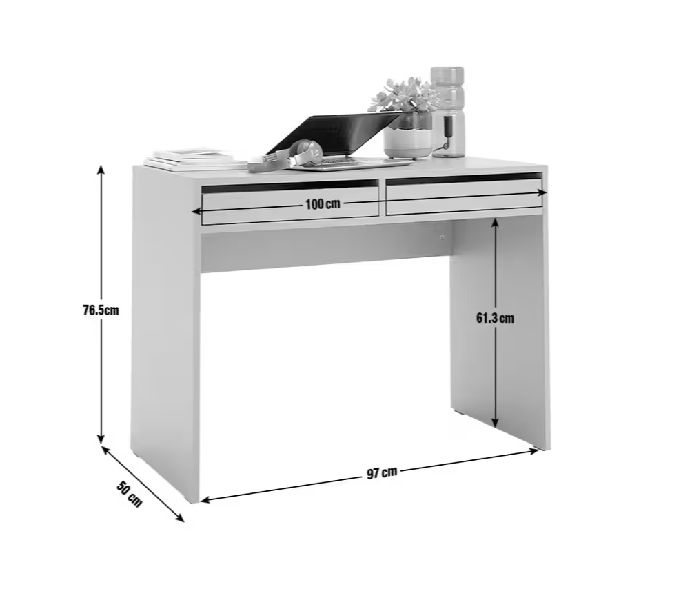 Pepper 2 Drawer Desk - Grey