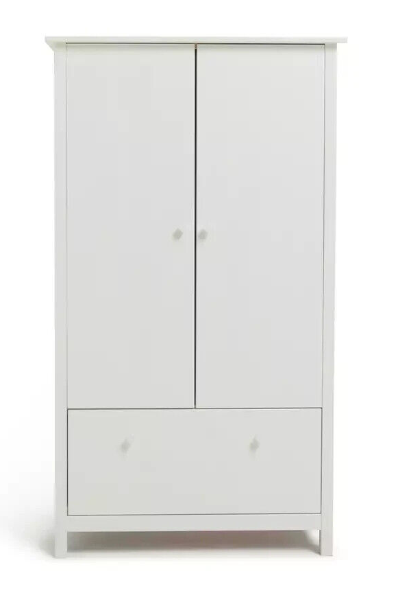 Scandinavia Kids 2 Door 1 Drawer Wardrobe - White | Storage for Clothes and Toys