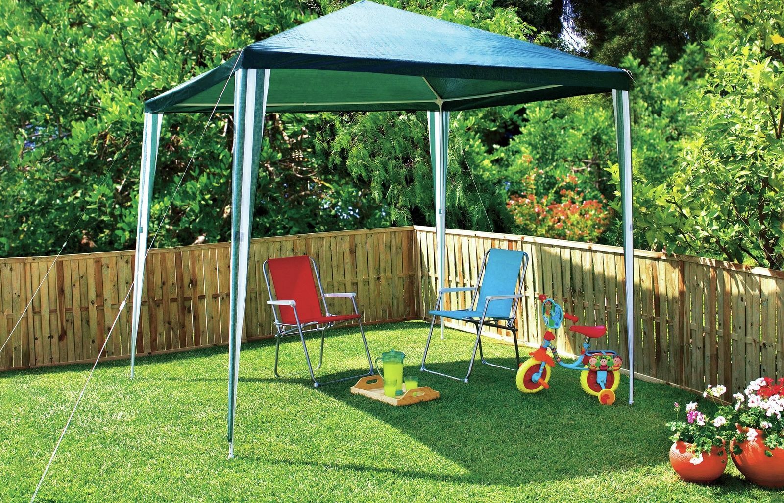 Home 2.7m x 2.7m Garden Gazebo - Green | Outdoor Patio Canopy Tent for Parties