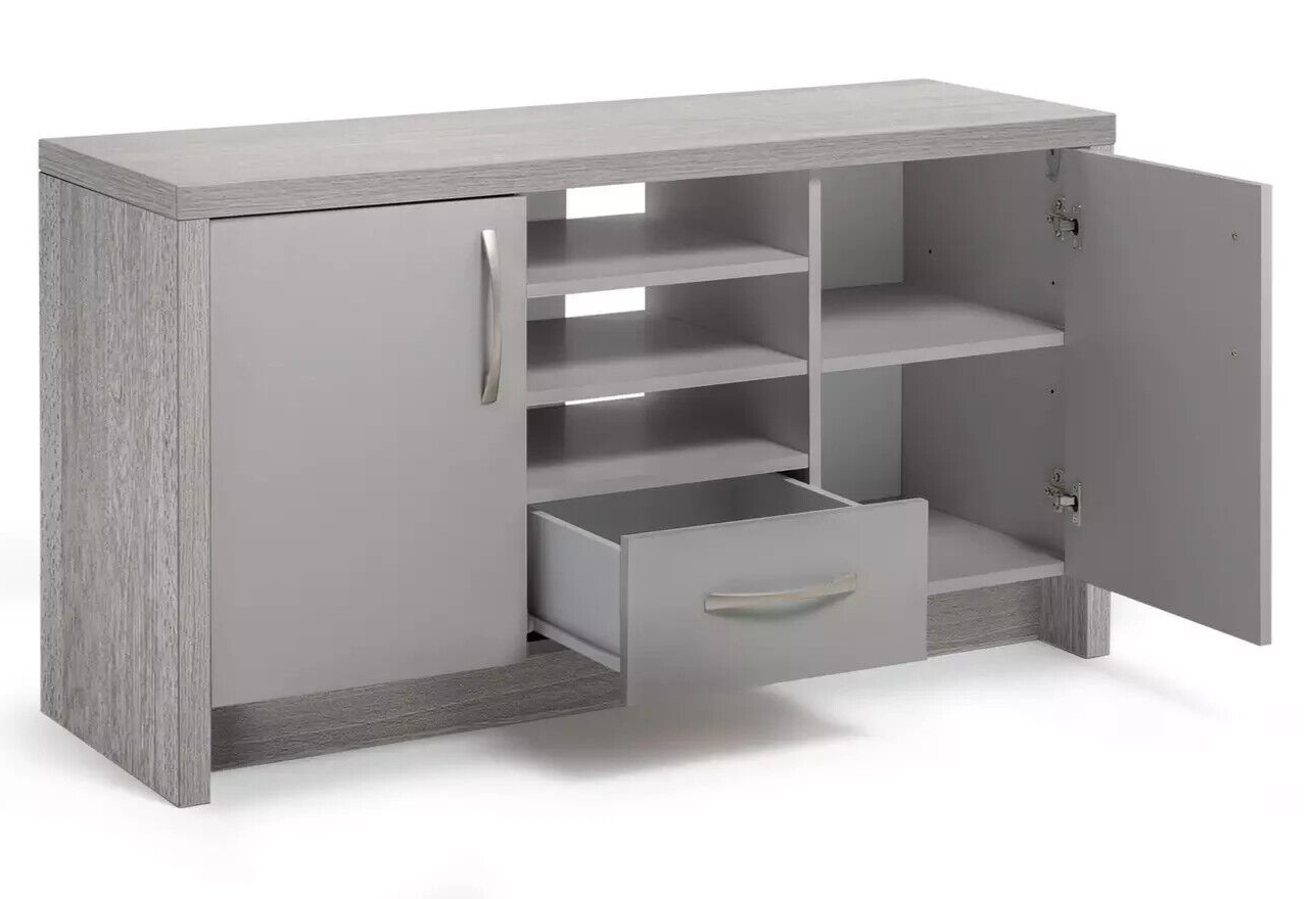 Venice 2 Door 1 Drawer Low Sideboard - Grey