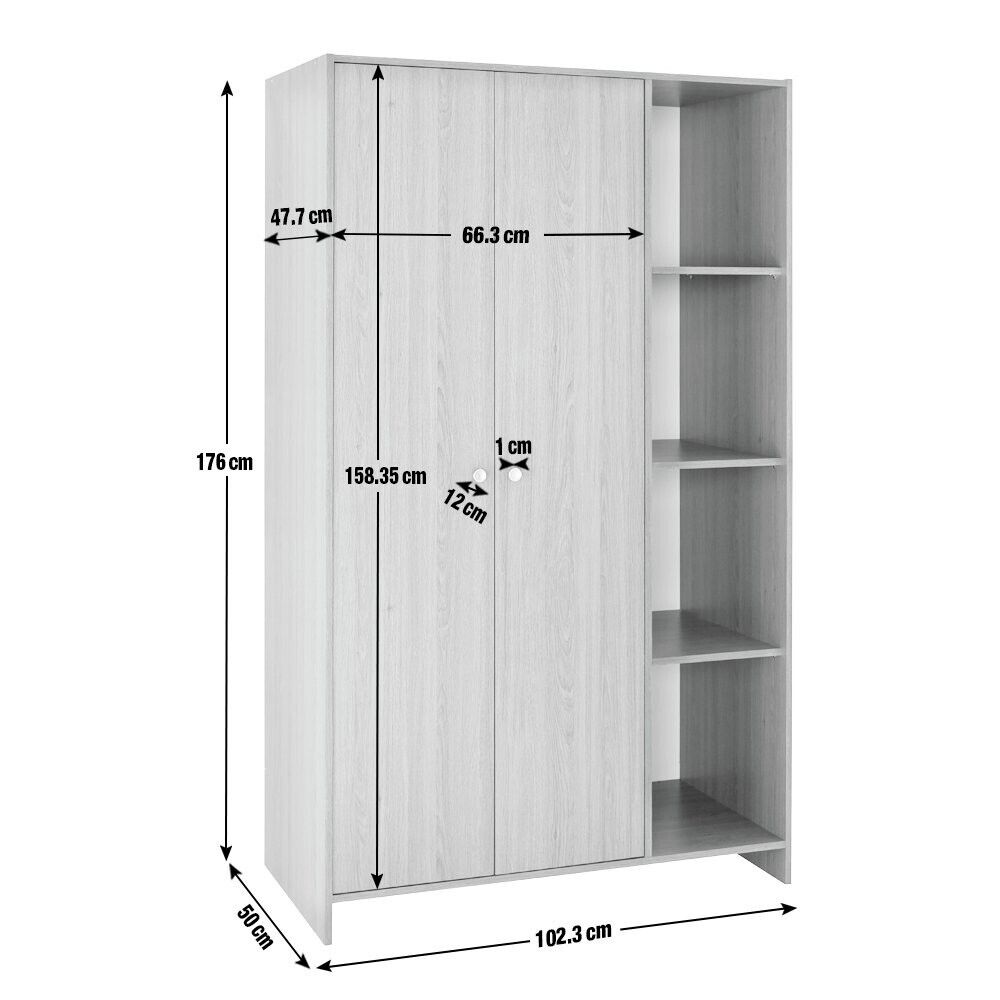 Seville 2 Door Open Shelf Wardrobe - Oak Effect ( B Grade 32586 )