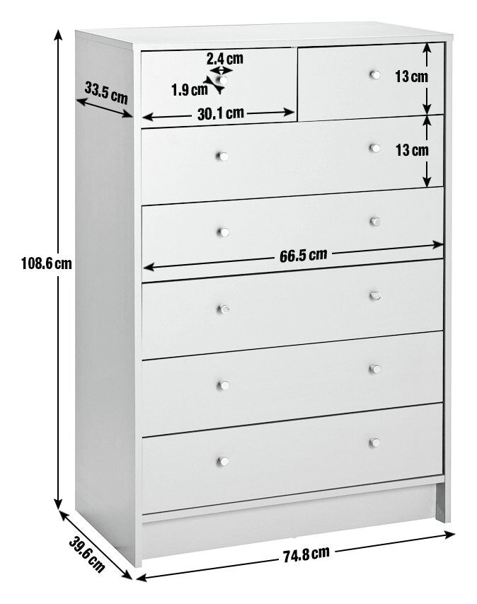 Malibu 5+2 Drawer Chest - Grey  ( B Grade )